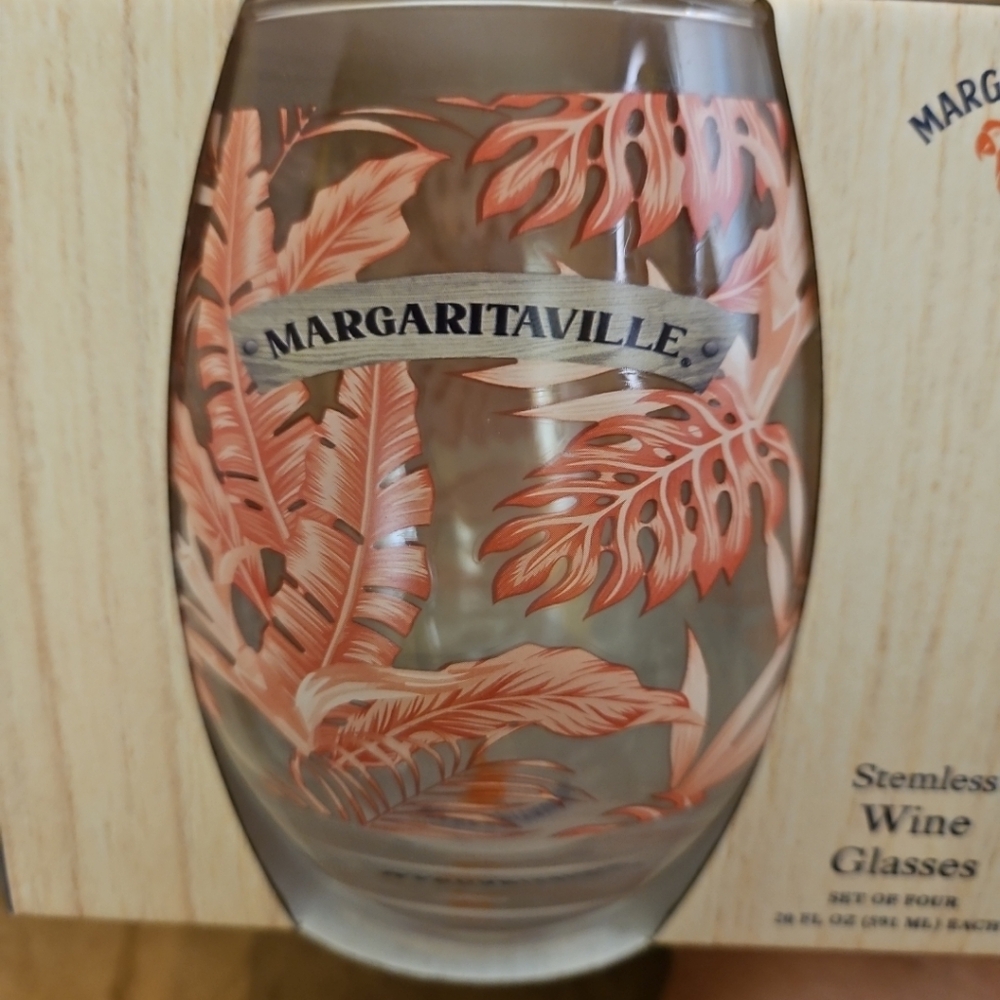 Jimmy Buffett Margaritaville Stemless Wine Glasses, 20 oz. Box Set of 4 - Picture 7 of 7